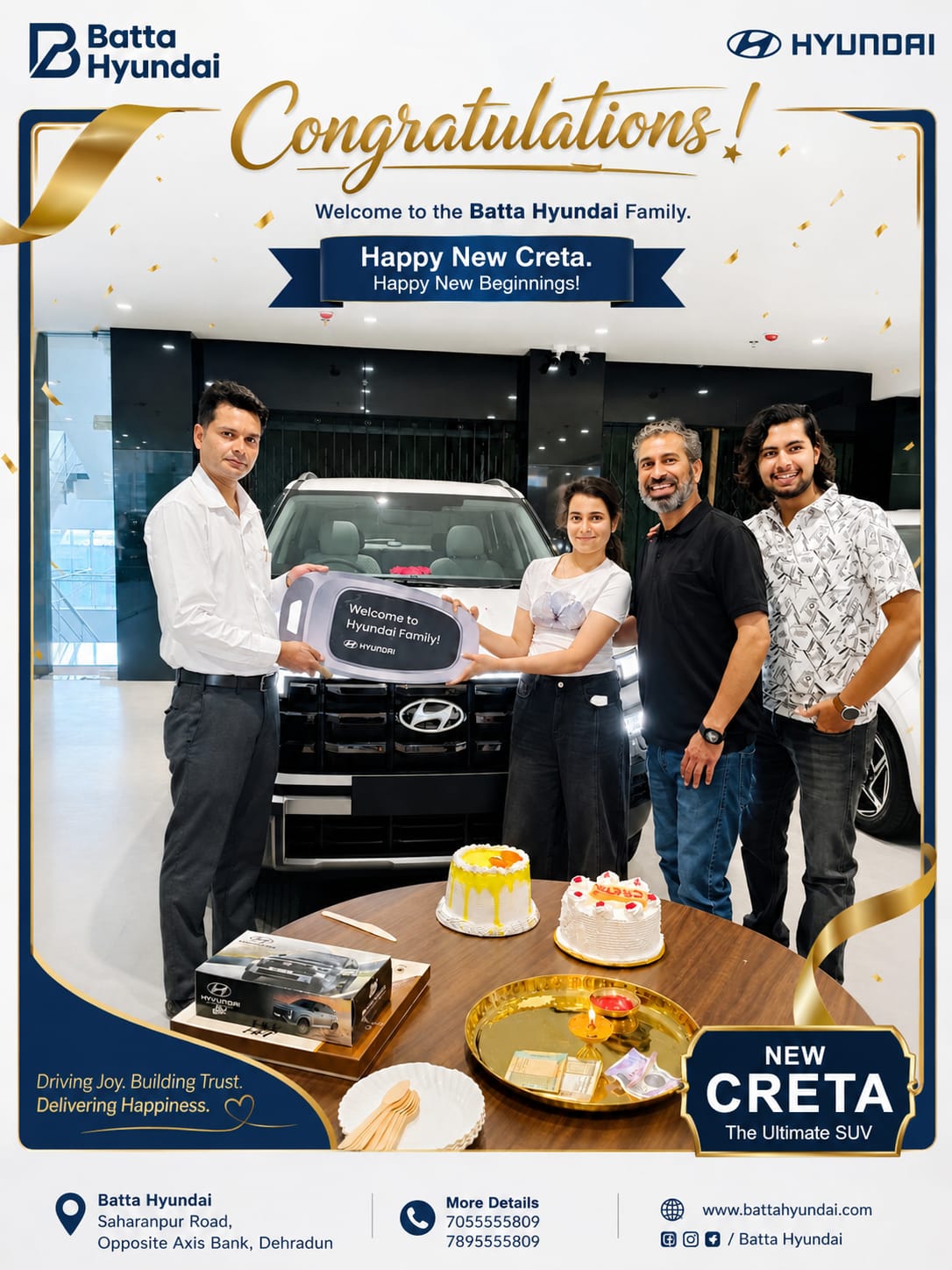 New Hyundai Creta Car Delivery Celebration At Batta Hyundai Dehradun